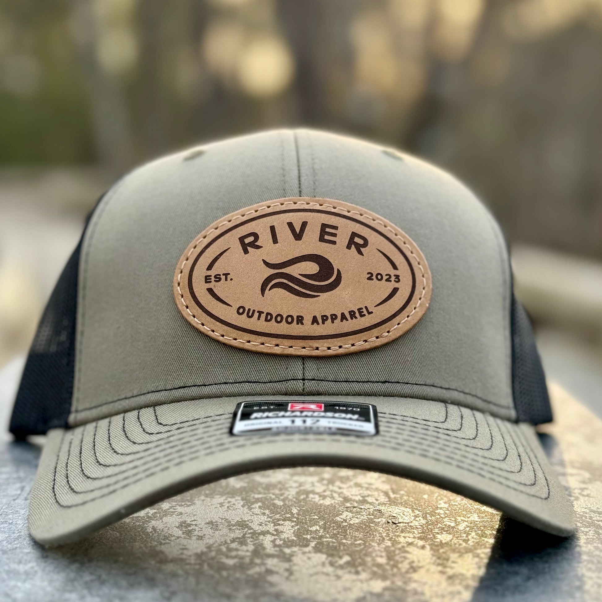 Loden/Black : River Logo Leather Patch Hat – River Outdoor Apparel