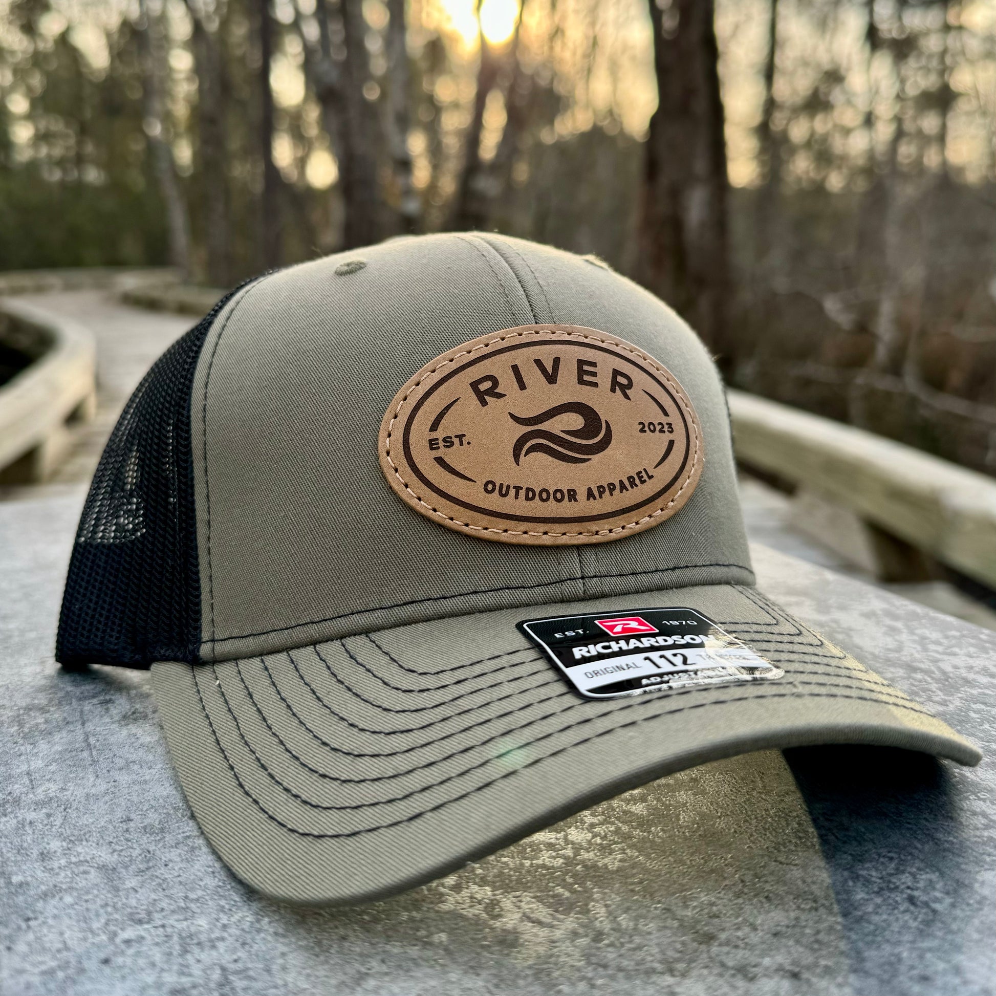 Loden/Black River Logo Leather Patch Hat – River Outdoor Apparel